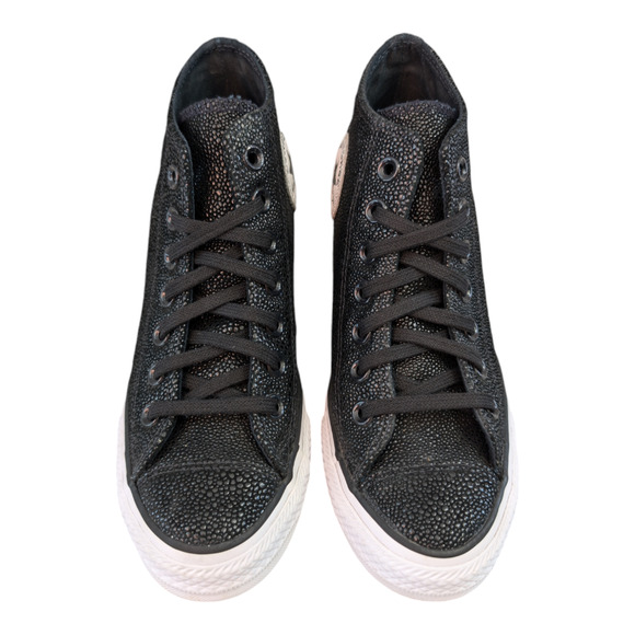 Converse 2017 CTAS Lux Mid Hidden Wedge Black Stingray Pebbled Leather Sneaker 7 - Picture 2 of 10